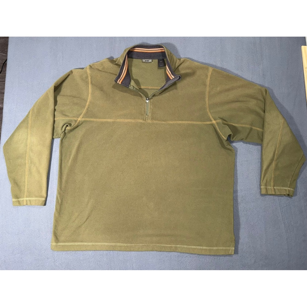 REI Mens XL Fleece Quarter Zip Pullover Olive Green Long Sleeve Hiking Top